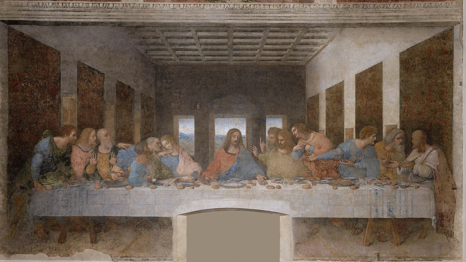 Jesús con los apóstoles en la Última Cena, obra de Leonardo da Vinci