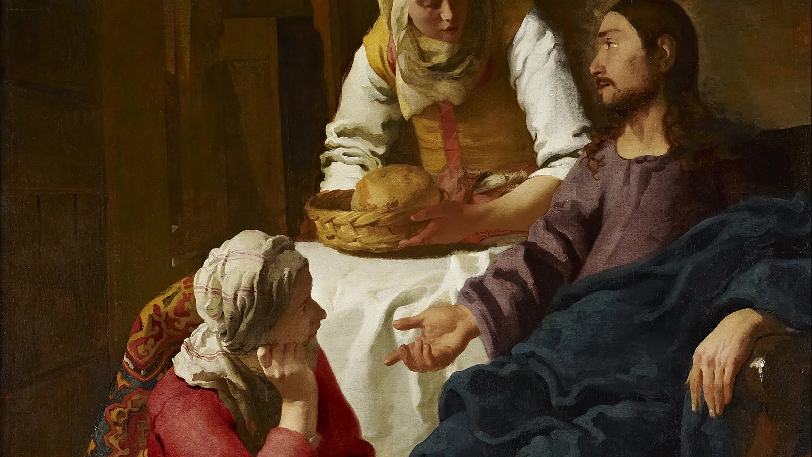 Jesús en casa de Marta y María, pintura de Johannes Vermeer