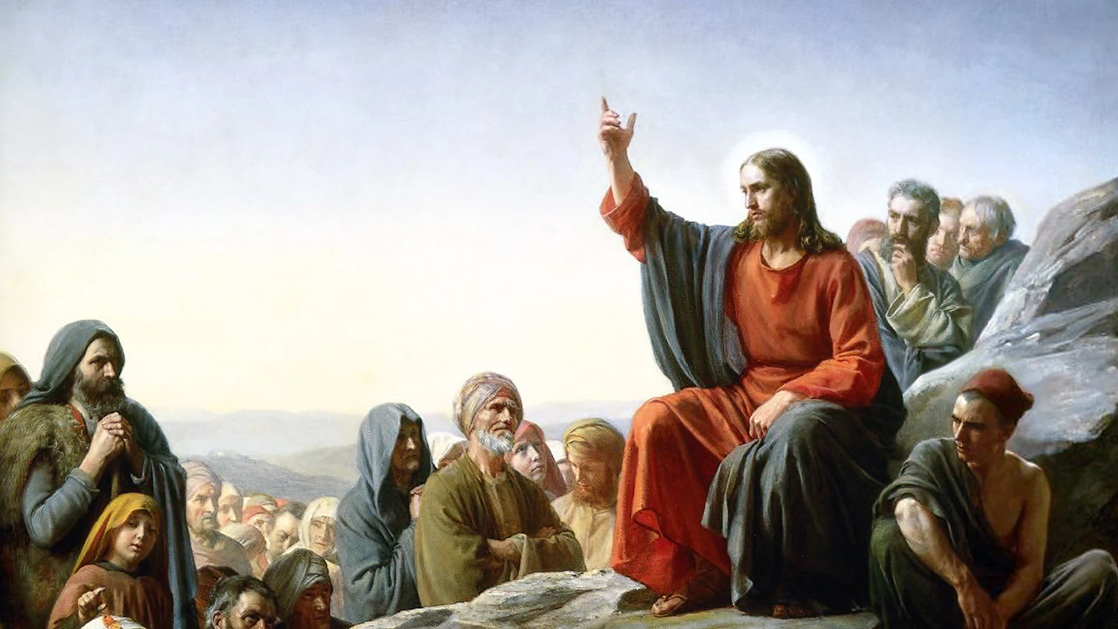 Jesús pronunciando el Sermón de la Montaña, pintura de Carl Bloch