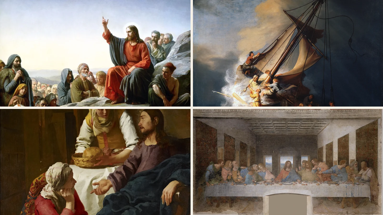 Composición con cuatro escenas artísticas diferentes de los Evangelios