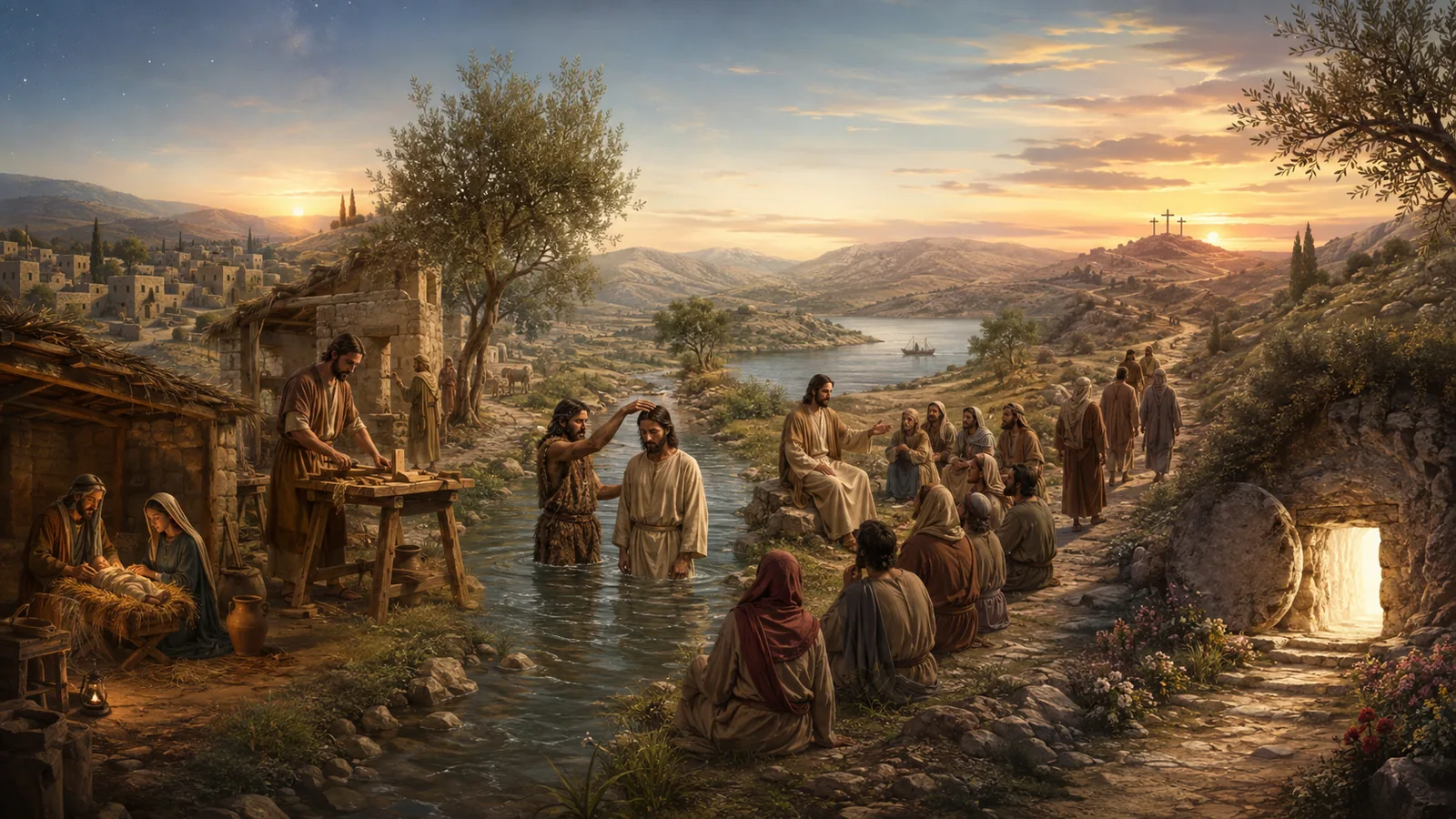 Panorama narrativo desde Belén y Galilea hasta Jerusalén y el sepulcro vacío