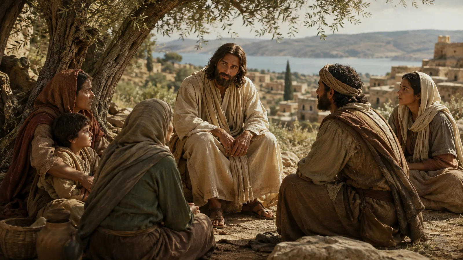 Jesús conversa con un grupo reunido en torno a él